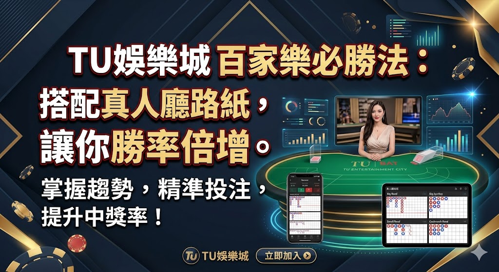 TU娛樂城 百家樂必勝法：搭配真人廳路紙，讓你勝率倍增。